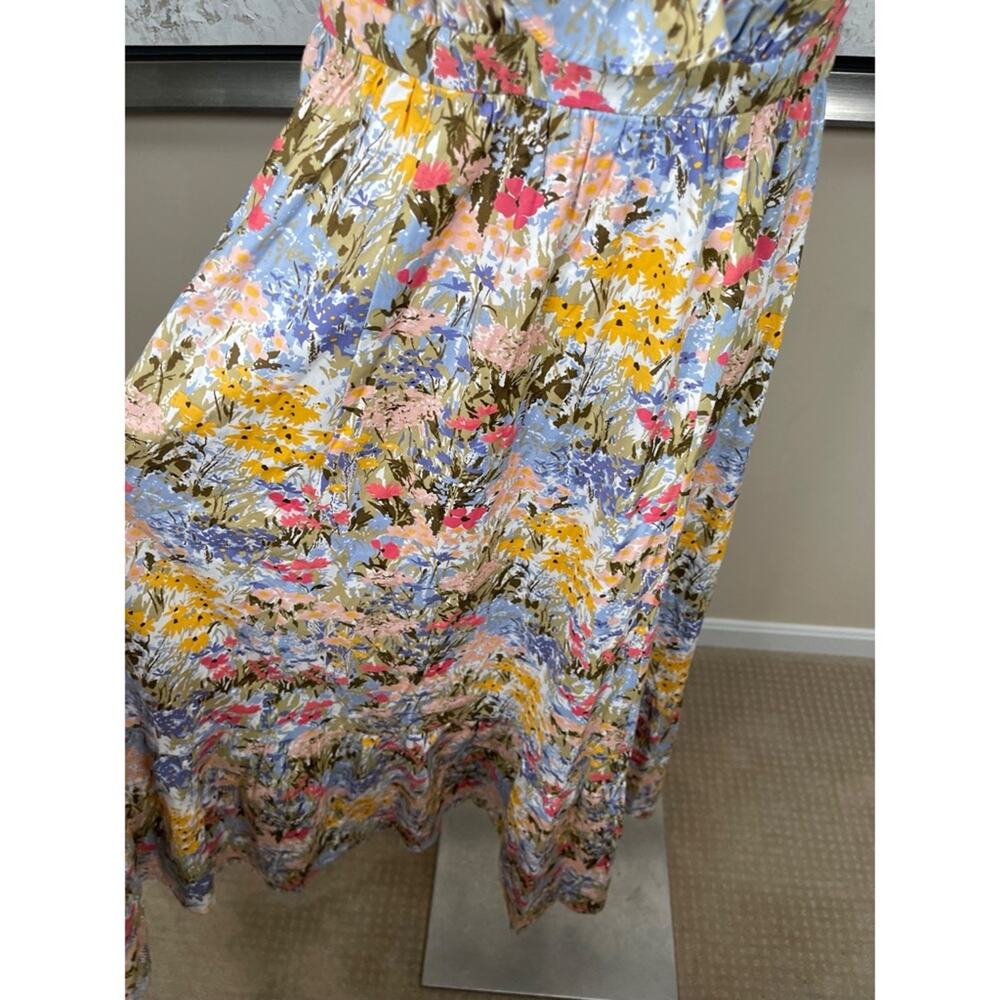 REFORMATION Reina Floral Deep V Ruffle Neck Maxi Dress Size 0 - Picture 4 of 8